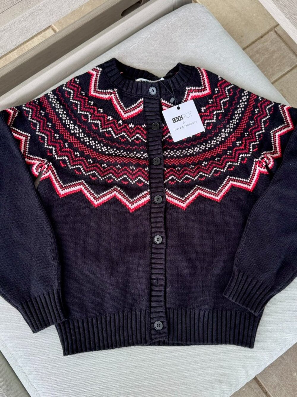 Beach Riot X Anthropologie Zig-Zag Cardigan Sweater Small